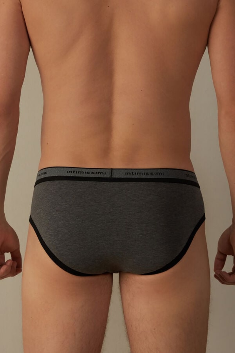 Chiloți Barbati Intimissimi Stretch Supima® Bumbac with Logo Detail Gri Inchis Negrii | RO WY2708