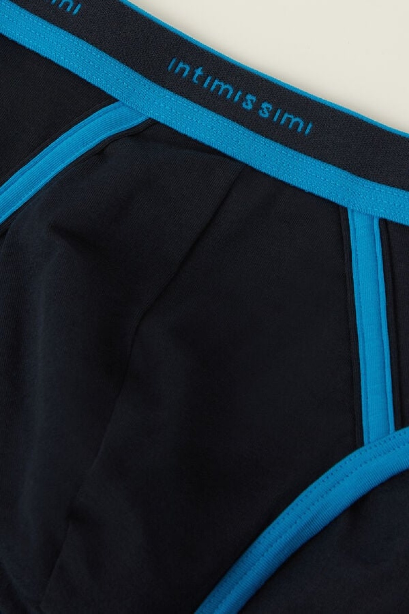 Chiloți Barbati Intimissimi Stretch Supima® Bumbac with Logo Detail Albastri | RO QZ2709