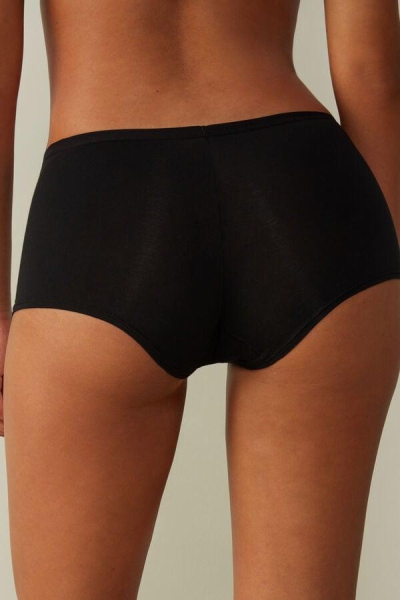 Chiloți Dama Intimissimi Bumbac Boyshorts Negrii | RO DN2339