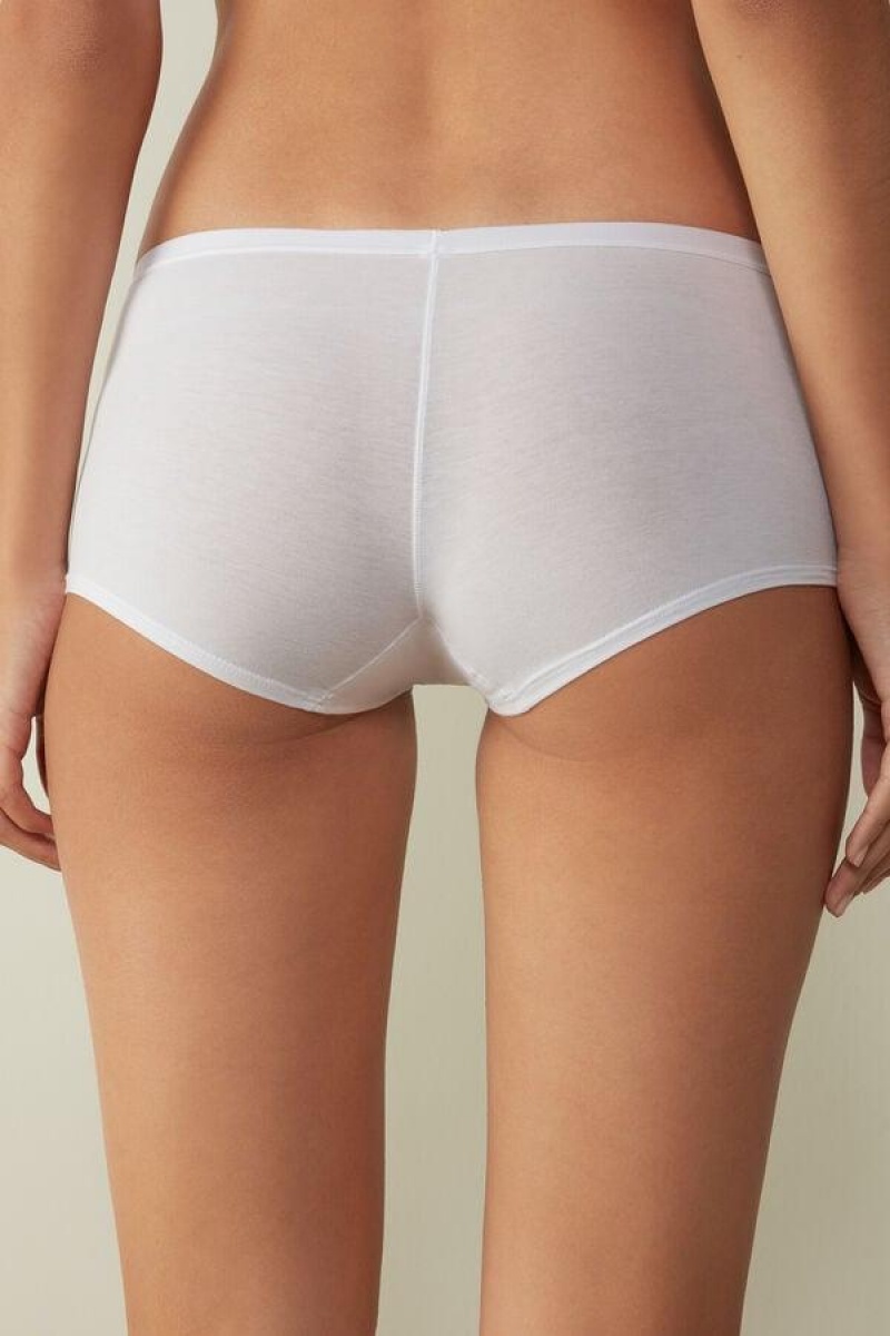 Chiloți Dama Intimissimi Bumbac Boyshorts Albi | RO SO2340