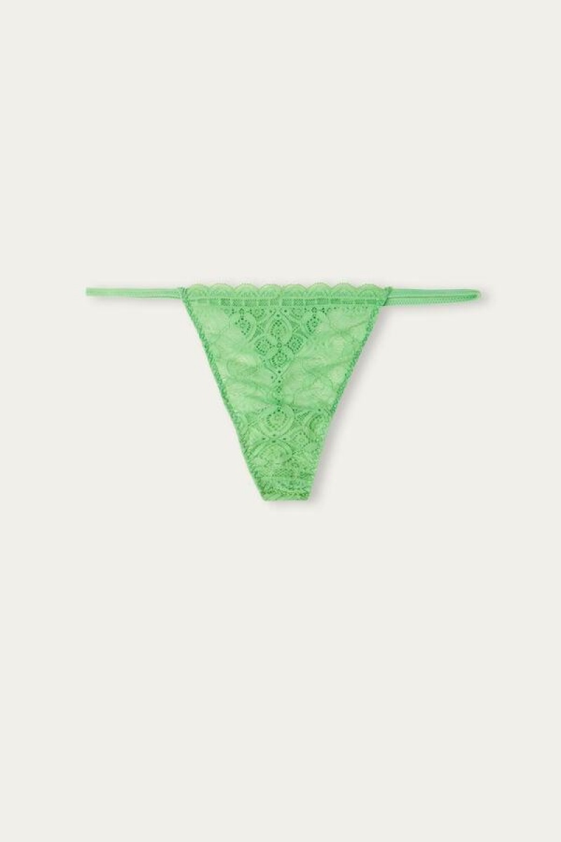 Chiloți Dama Intimissimi Dantela String Tanga Verde Menta | RO LH2252