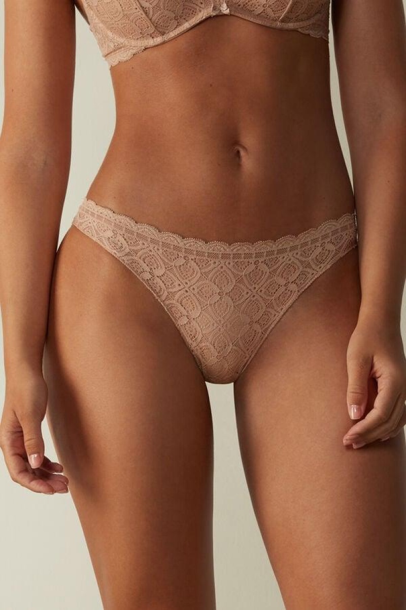 Chiloți Dama Intimissimi Dantela and Microfiber Brazilian Bej | RO DN2521