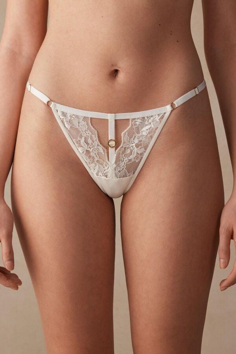 Chiloți Dama Intimissimi Fearless Femininity String Tanga Albi | RO NB2258