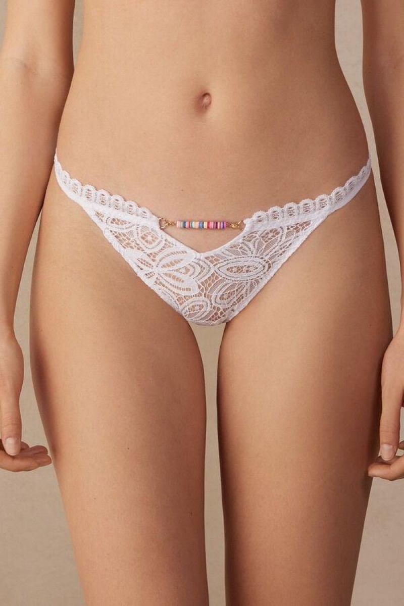 Chiloți Dama Intimissimi Hot Summer Days String Albi | RO RW2348