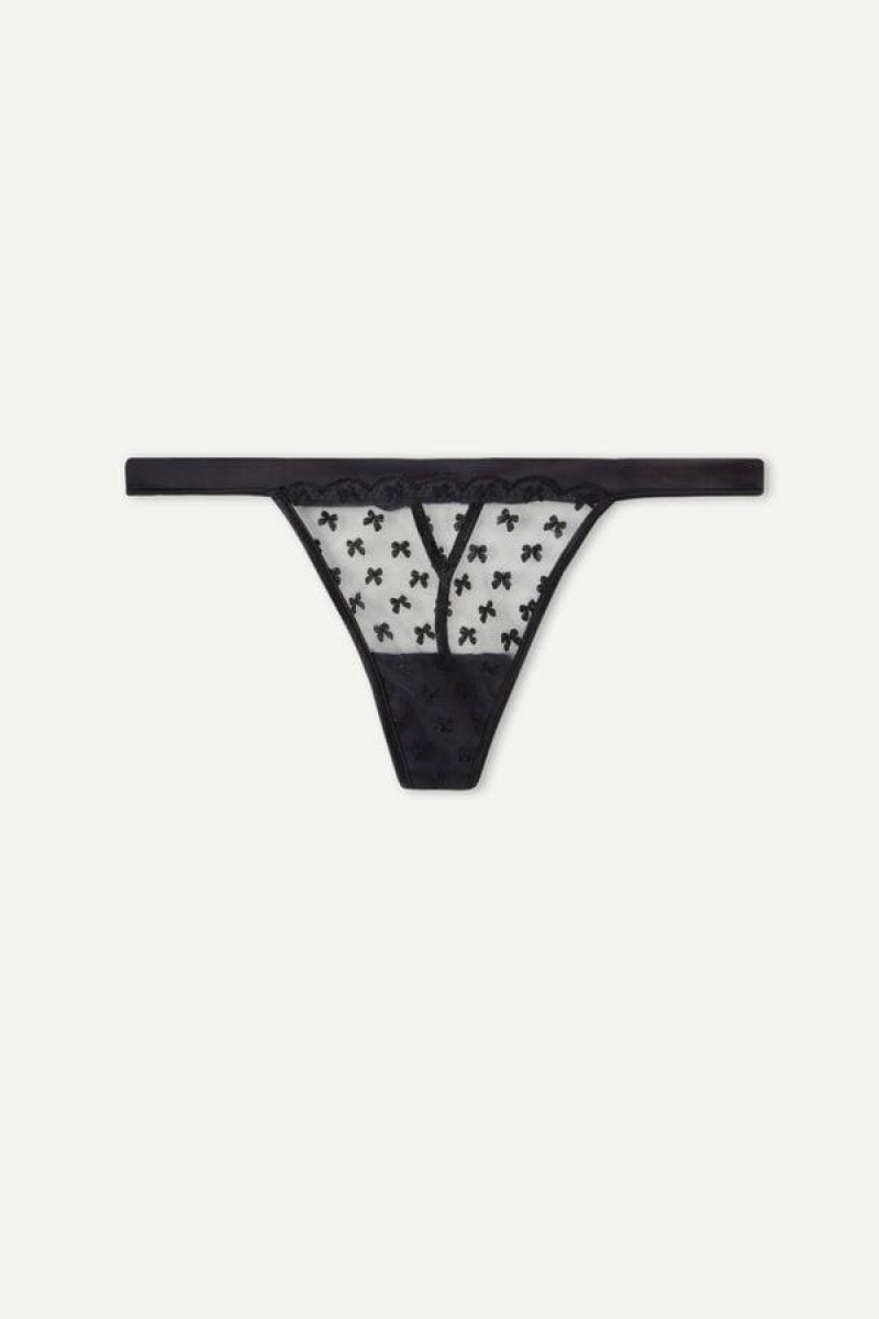 Chiloți Dama Intimissimi Love Cadeau String Tanga Negrii | RO HK2249