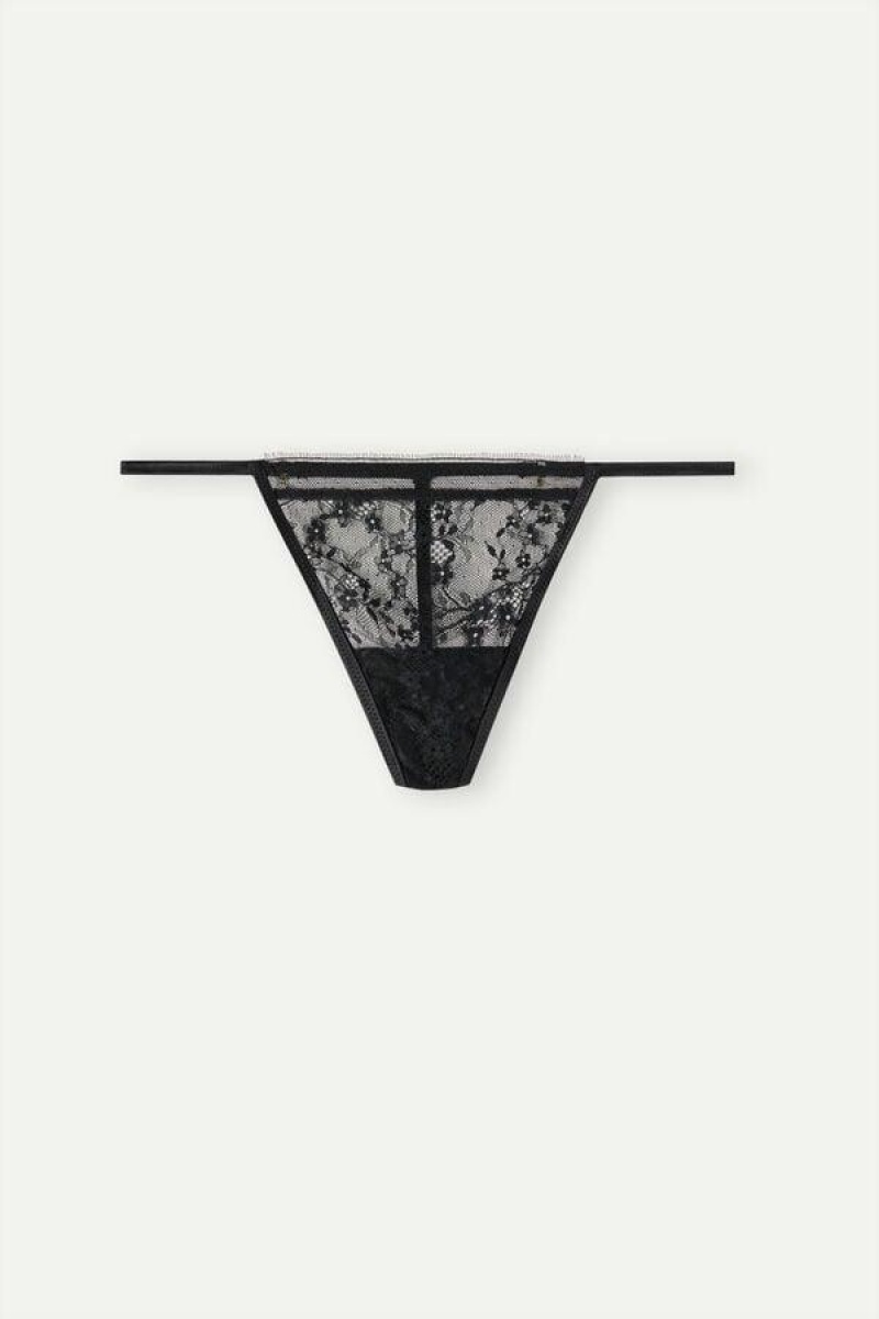 Chiloți Dama Intimissimi Luxury Treats String Tanga Negrii | RO UT2266