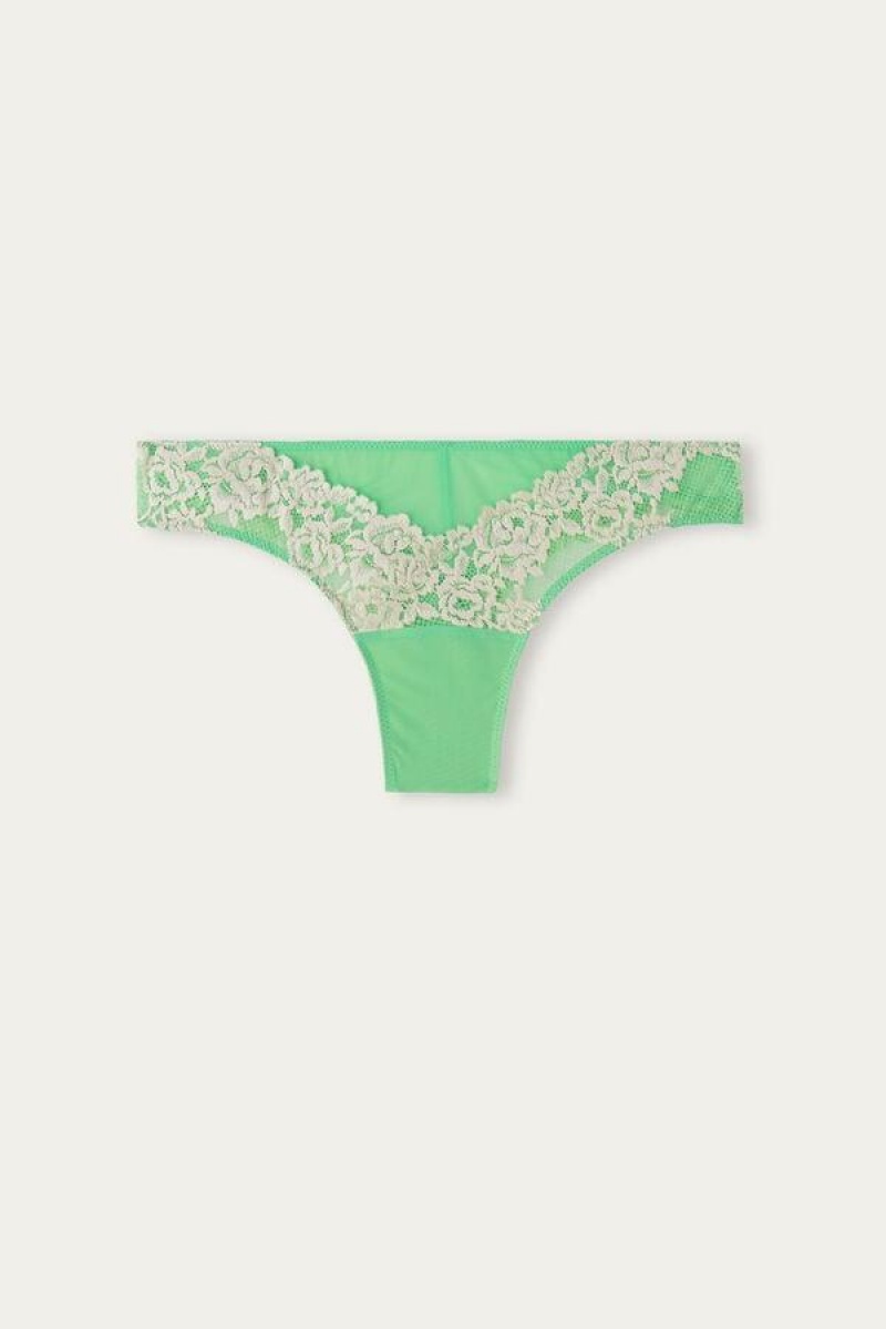 Chiloți Dama Intimissimi Pretty Flowers Brazilian Verde Menta Albi | RO DN2469