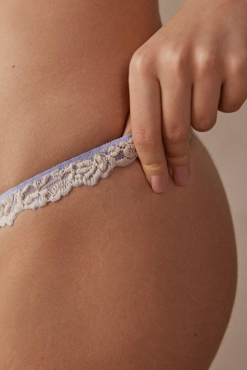 Chiloți Dama Intimissimi Pretty Flowers String Tanga Lavanda Albi | RO OR2242