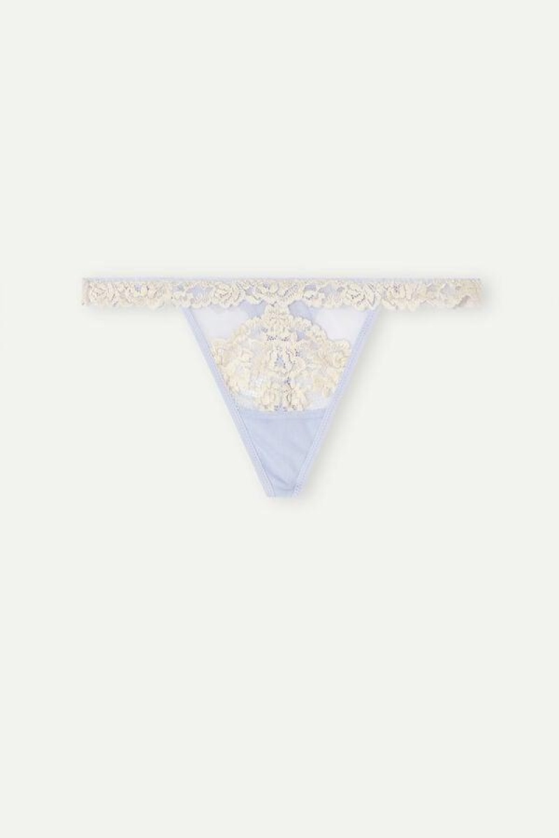 Chiloți Dama Intimissimi Pretty Flowers String Tanga Lavanda Albi | RO OR2242