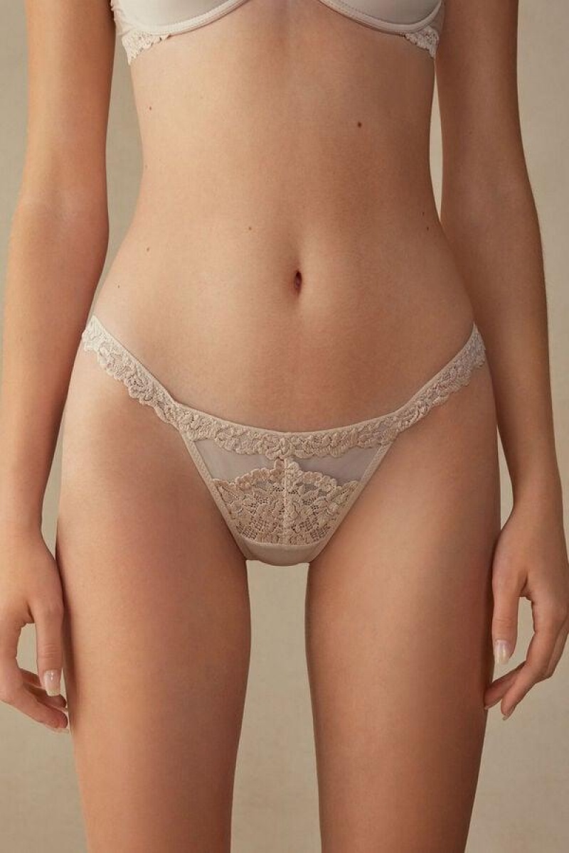 Chiloți Dama Intimissimi Pretty Flowers String Tanga Roz | RO PQ2269