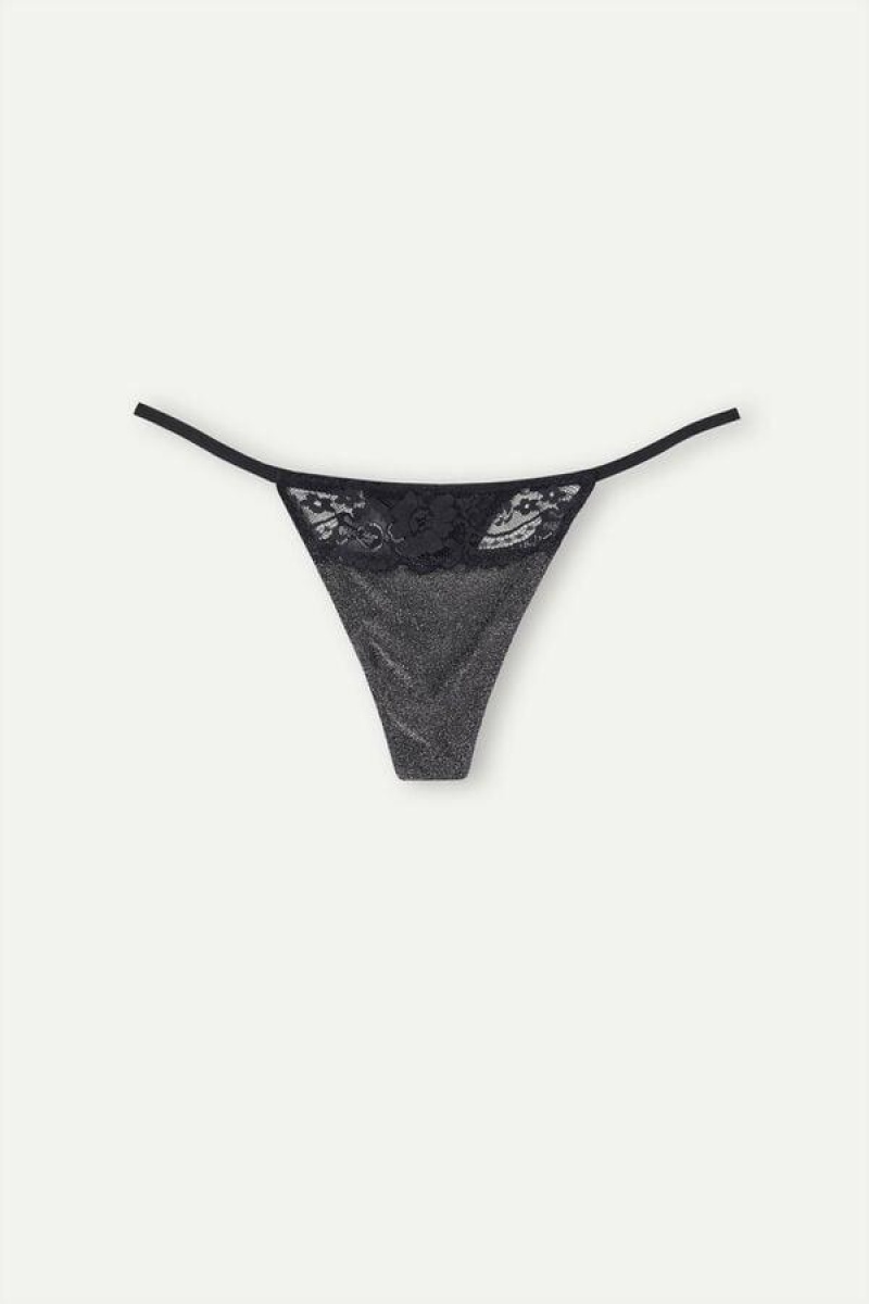 Chiloți Dama Intimissimi Shimmer All Night String Tanga Argintii | RO QZ2260