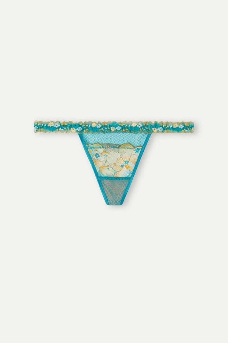 Chiloți Dama Intimissimi Summer Vibes String Tanga Turcoaz Albastri | RO BC2231