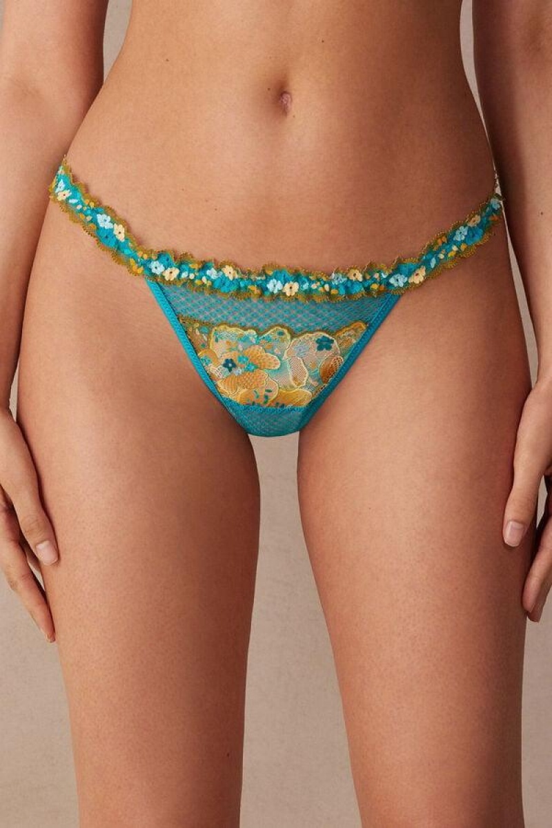 Chiloți Dama Intimissimi Summer Vibes String Tanga Turcoaz Albastri | RO BC2231