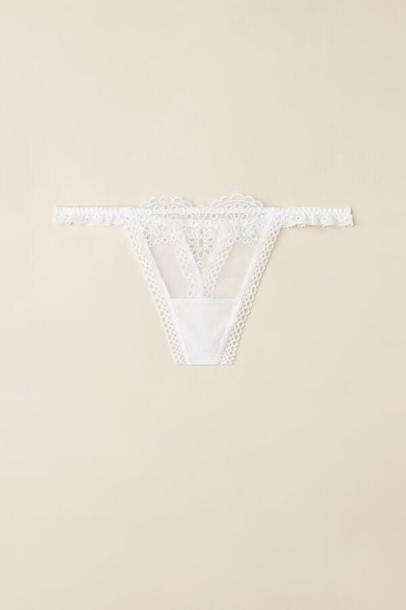 Chiloți Dama Intimissimi Timeless Simplicity String Tanga Albi | RO NB2232