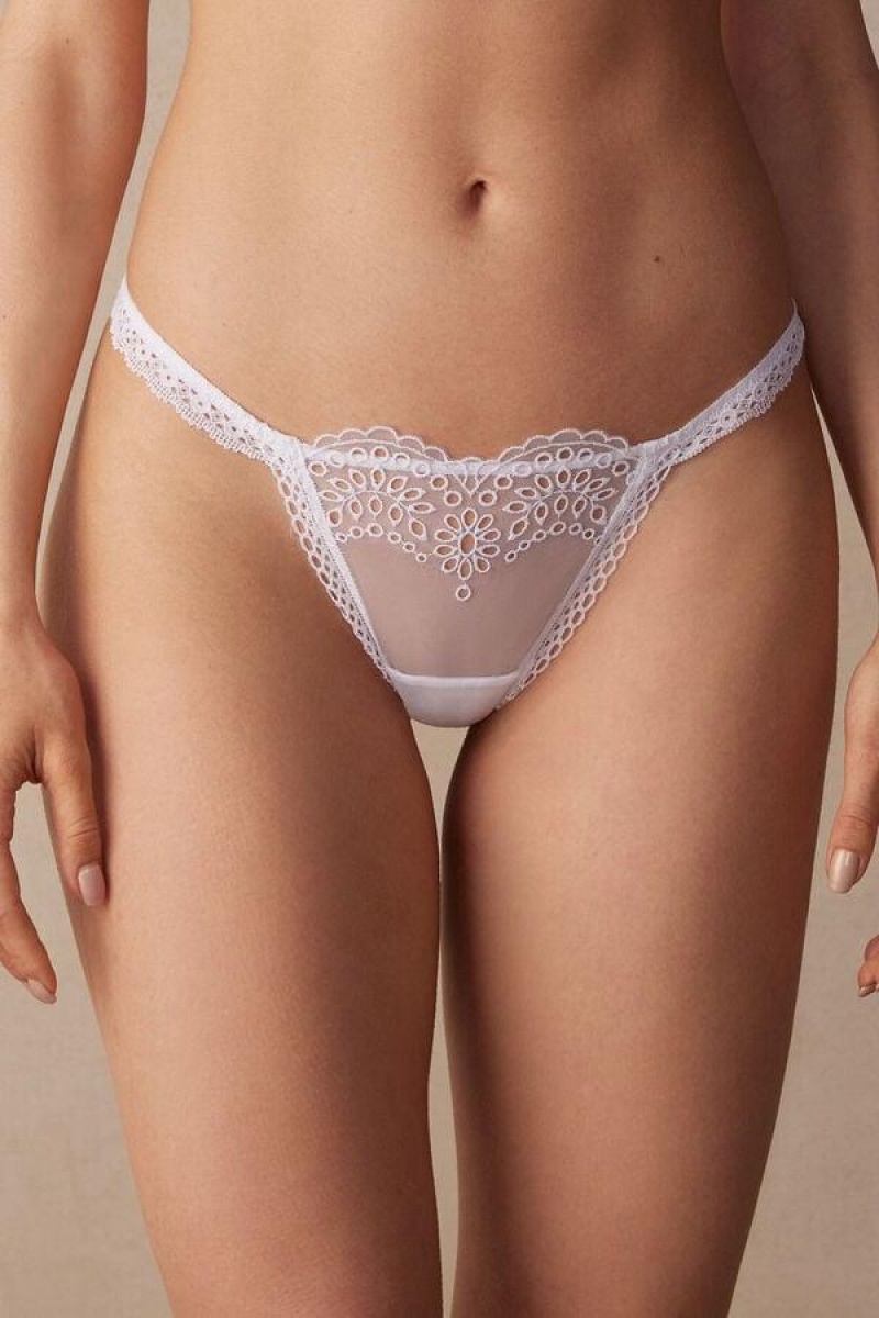 Chiloți Dama Intimissimi Timeless Simplicity String Tanga Albi | RO NB2232