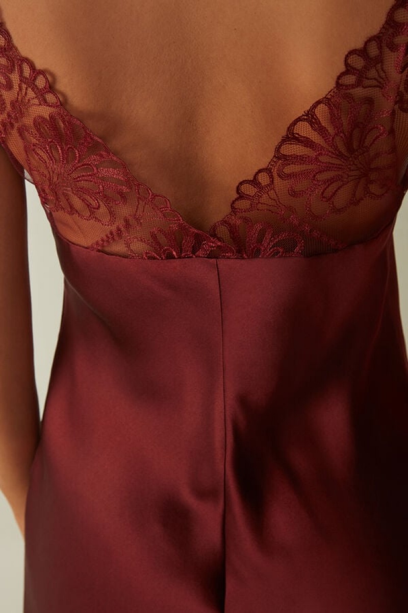 Lenjerie Dama Intimissimi Romantic Life Silk Chemise Rosii Inchis | RO UT1928