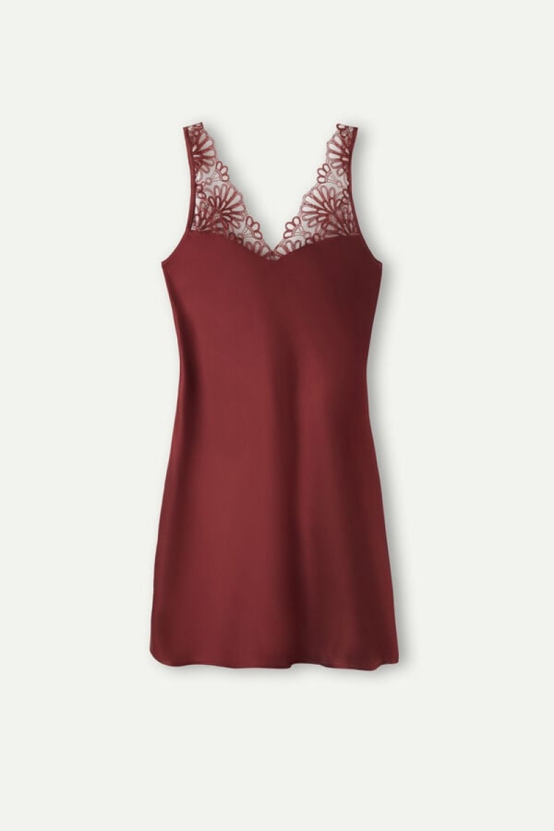 Lenjerie Dama Intimissimi Romantic Life Silk Chemise Rosii Inchis | RO UT1928