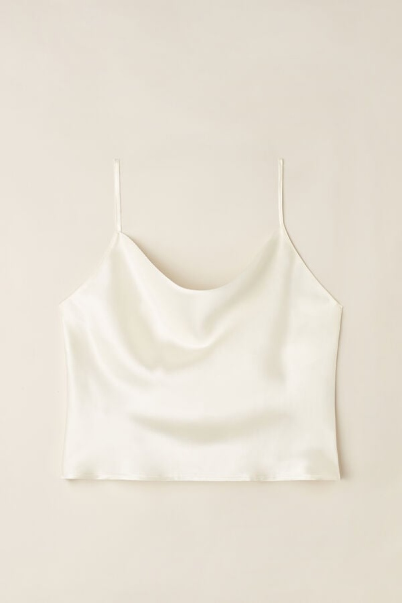 Maiou Dama Intimissimi Silk Crop Camisole Albi | RO GL1754