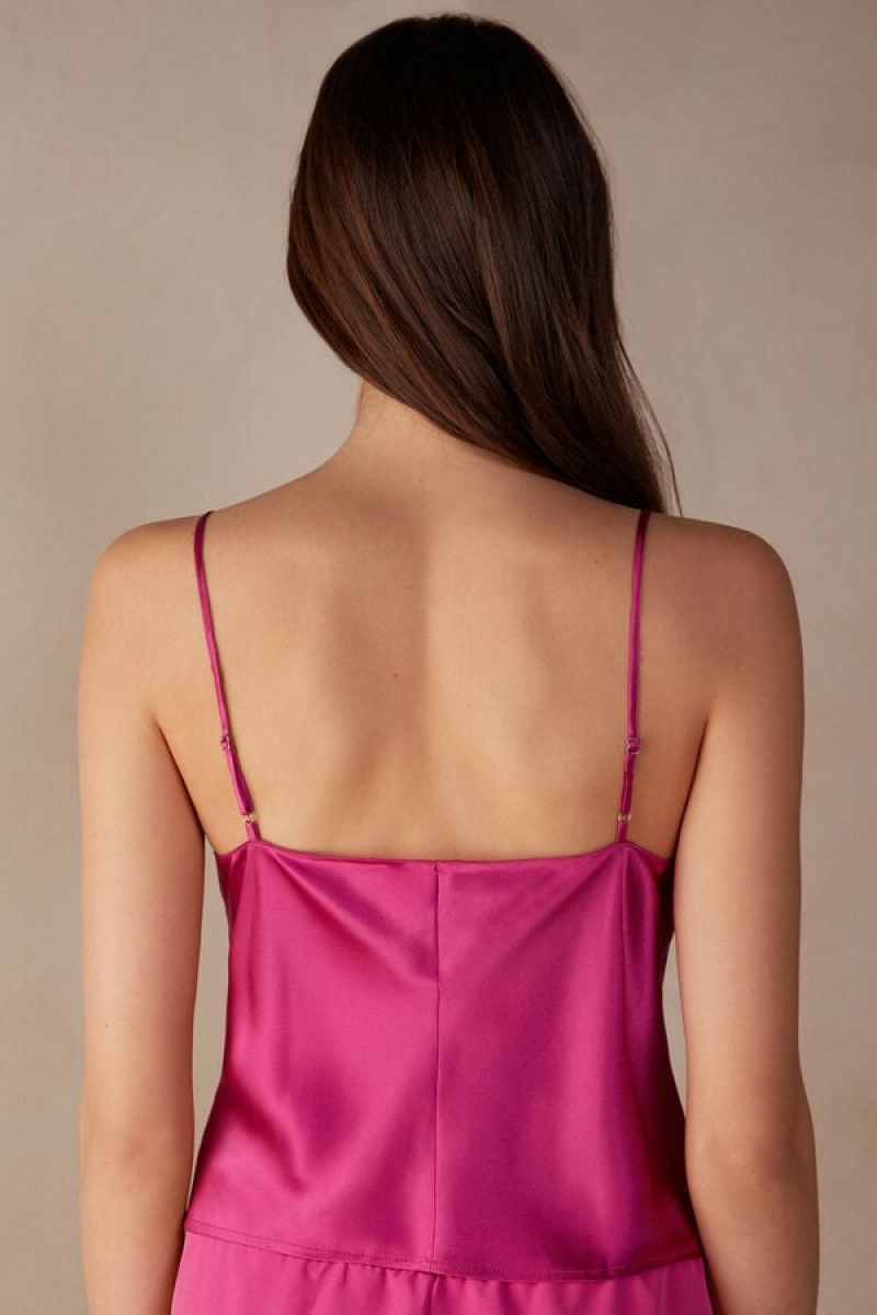 Maiou Dama Intimissimi Silk Crop Camisole Roz | RO HK1755