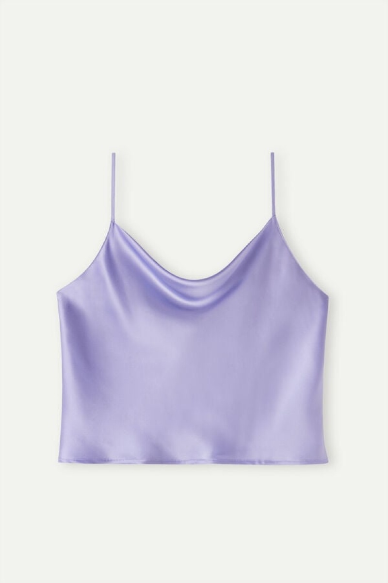 Maiou Dama Intimissimi Silk Crop Camisole Lavanda | RO KI1757