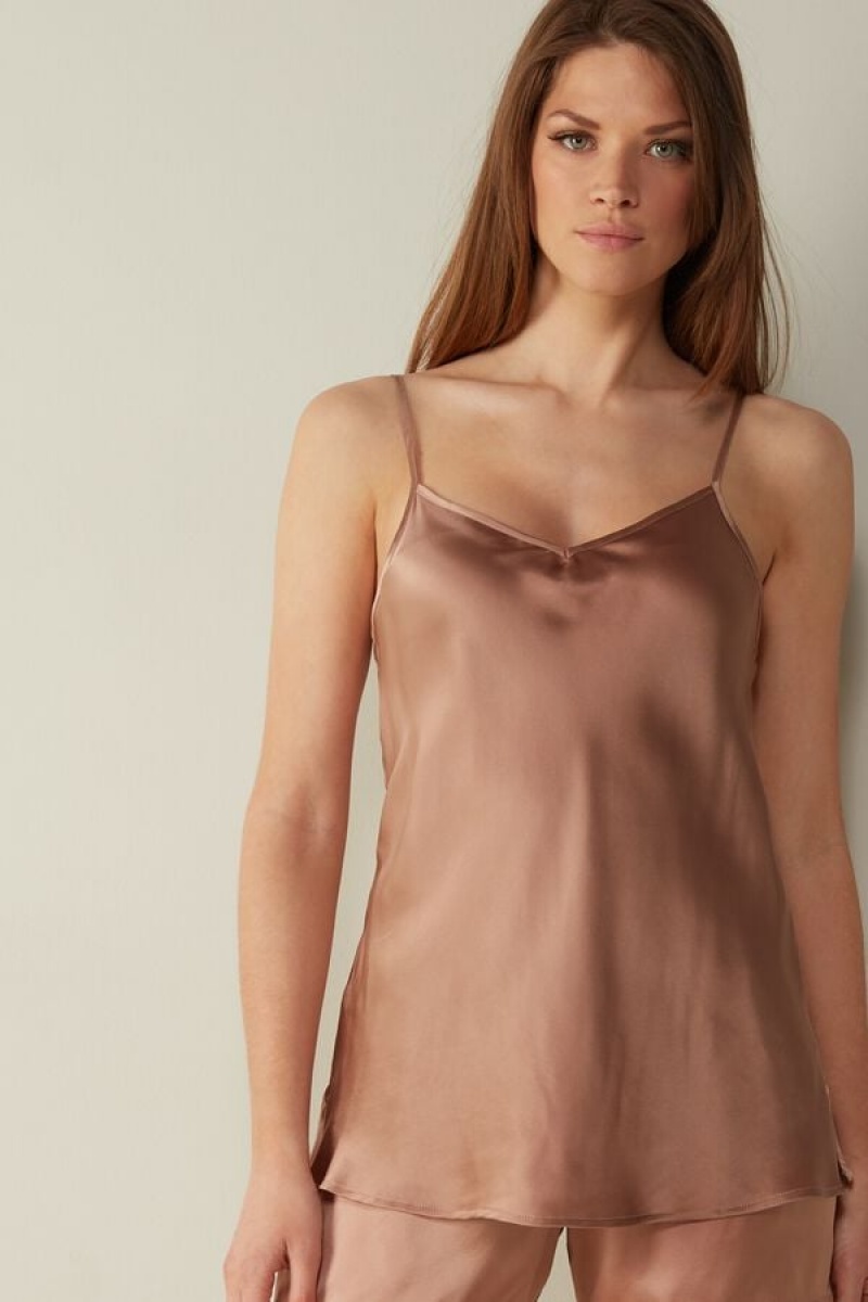 Maiou Dama Intimissimi Silk Satin with V-neckline Roz | RO HK1703