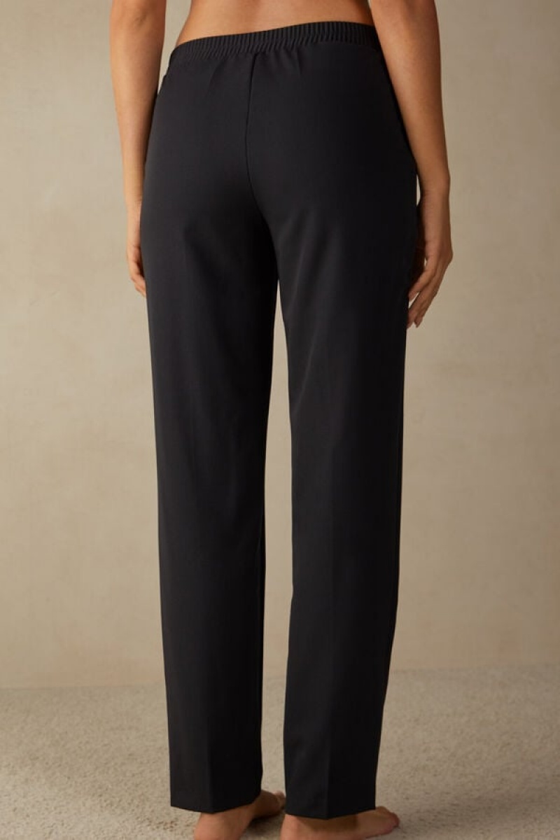 Pantaloni Dama Intimissimi Drept Cut with Pockets Negrii | RO QZ1792