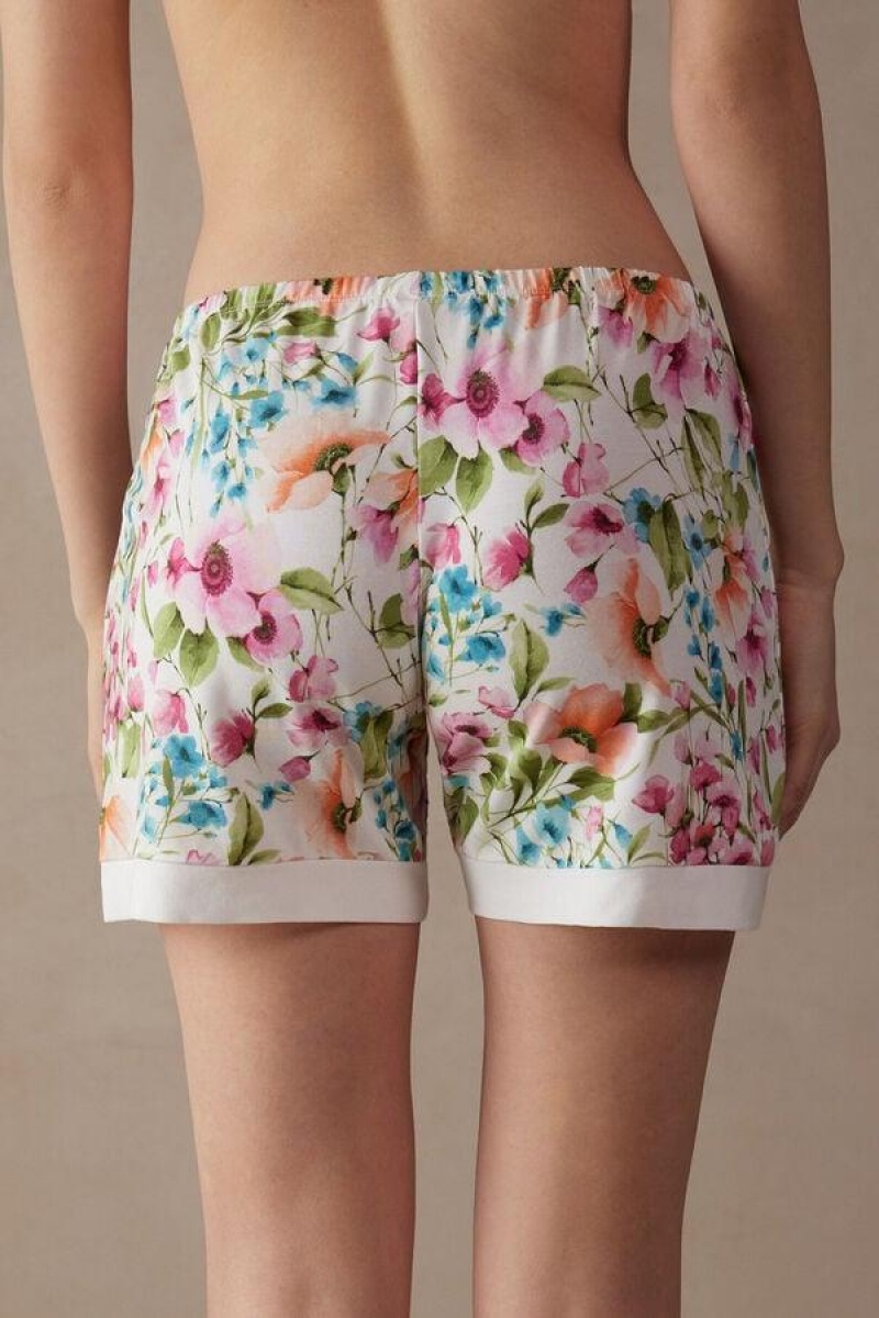 Pijama Dama Intimissimi Botanical Lyrics Modal Shorts Colorati Albi | RO QZ1974