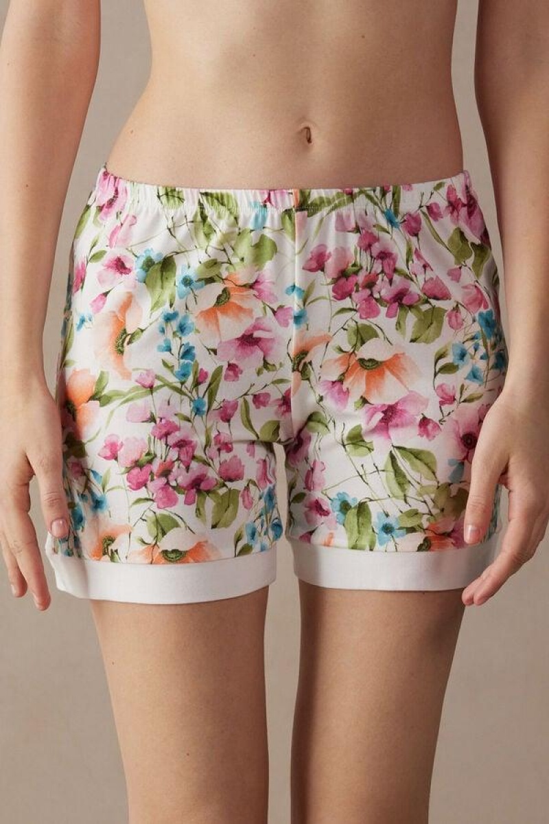 Pijama Dama Intimissimi Botanical Lyrics Modal Shorts Colorati Albi | RO QZ1974