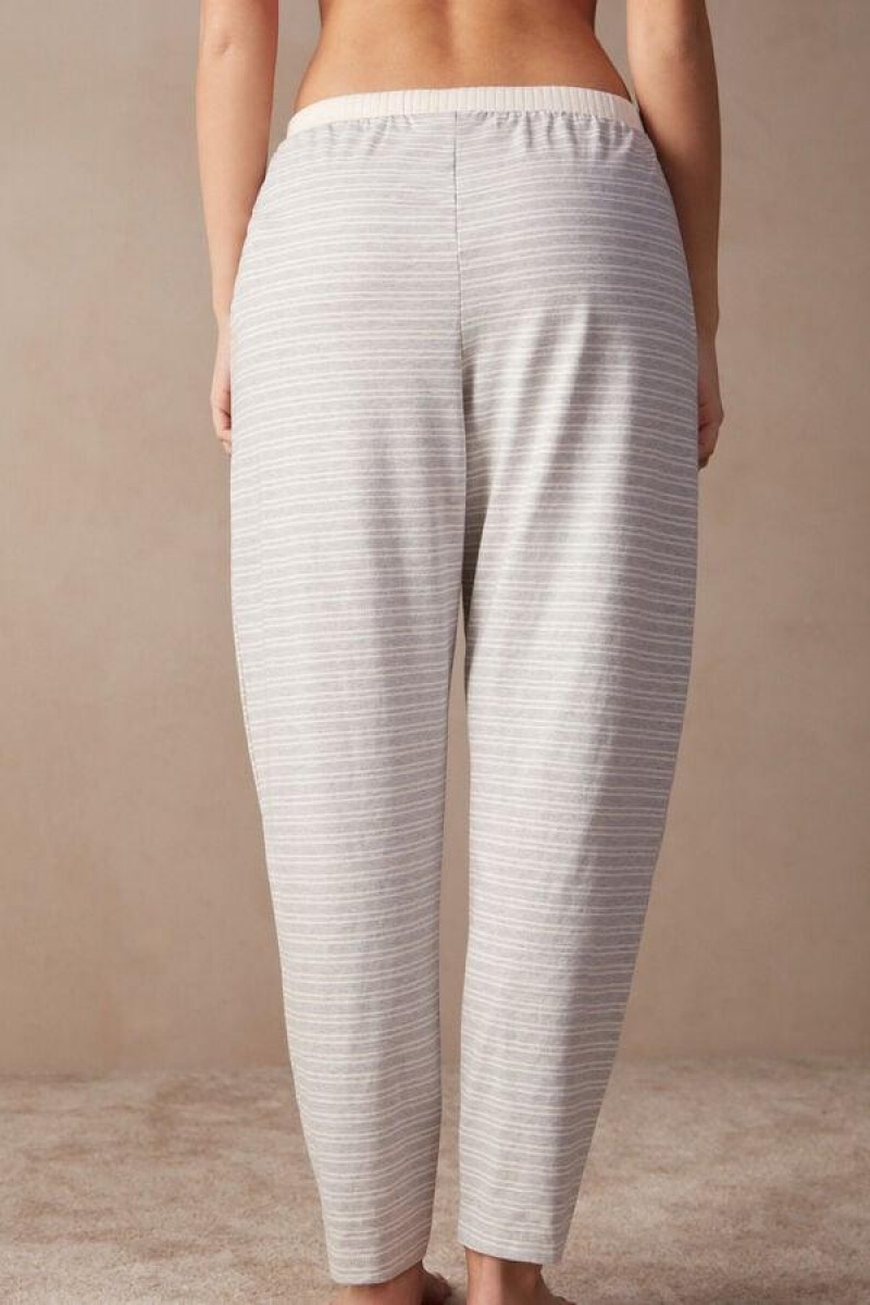 Pijama Dama Intimissimi Casual Sunday Full Length Pants Gri Galbeni Deschis Bej | RO PQ2035