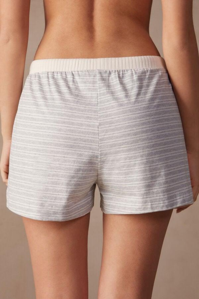 Pijama Dama Intimissimi Casual Sunday Shorts Gri Galbeni Deschis Bej | RO MA1973