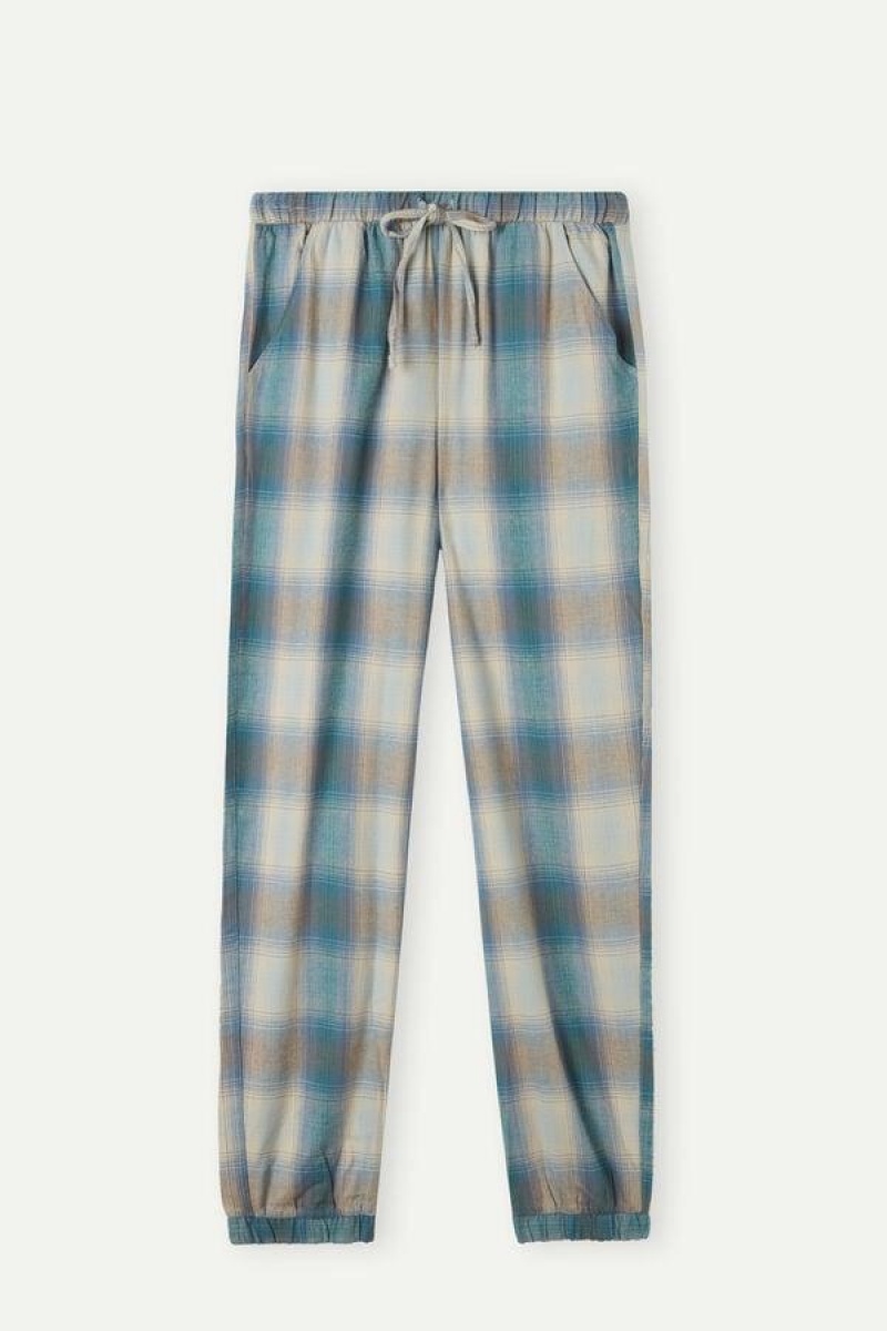 Pijama Dama Intimissimi Cozy Mountains Brushed Cloth Pants with Cuffs Albastri | RO FM2065