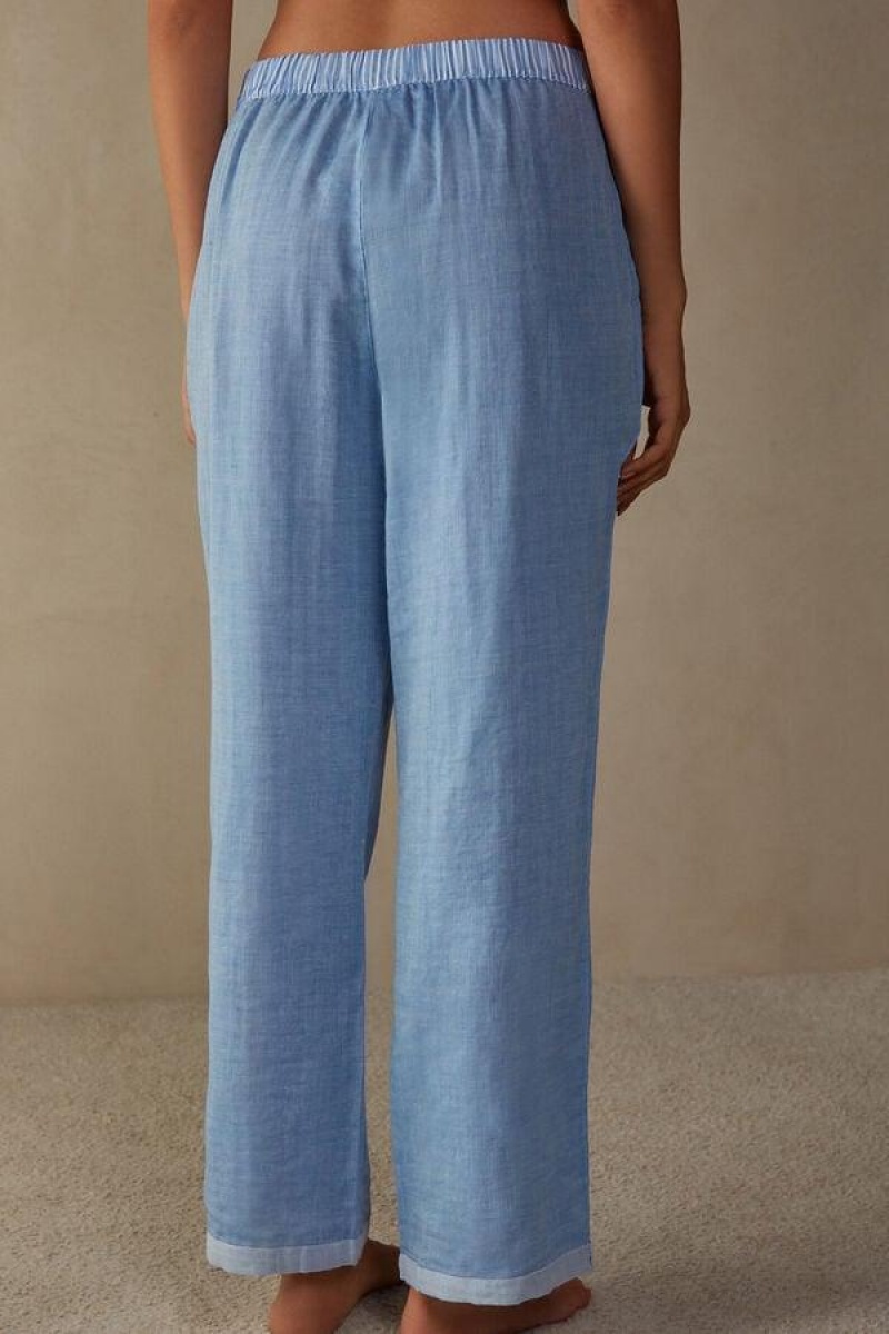 Pijama Dama Intimissimi Early in the Morning Bumbac Cloth Pants Albastri Deschis | RO KI2069