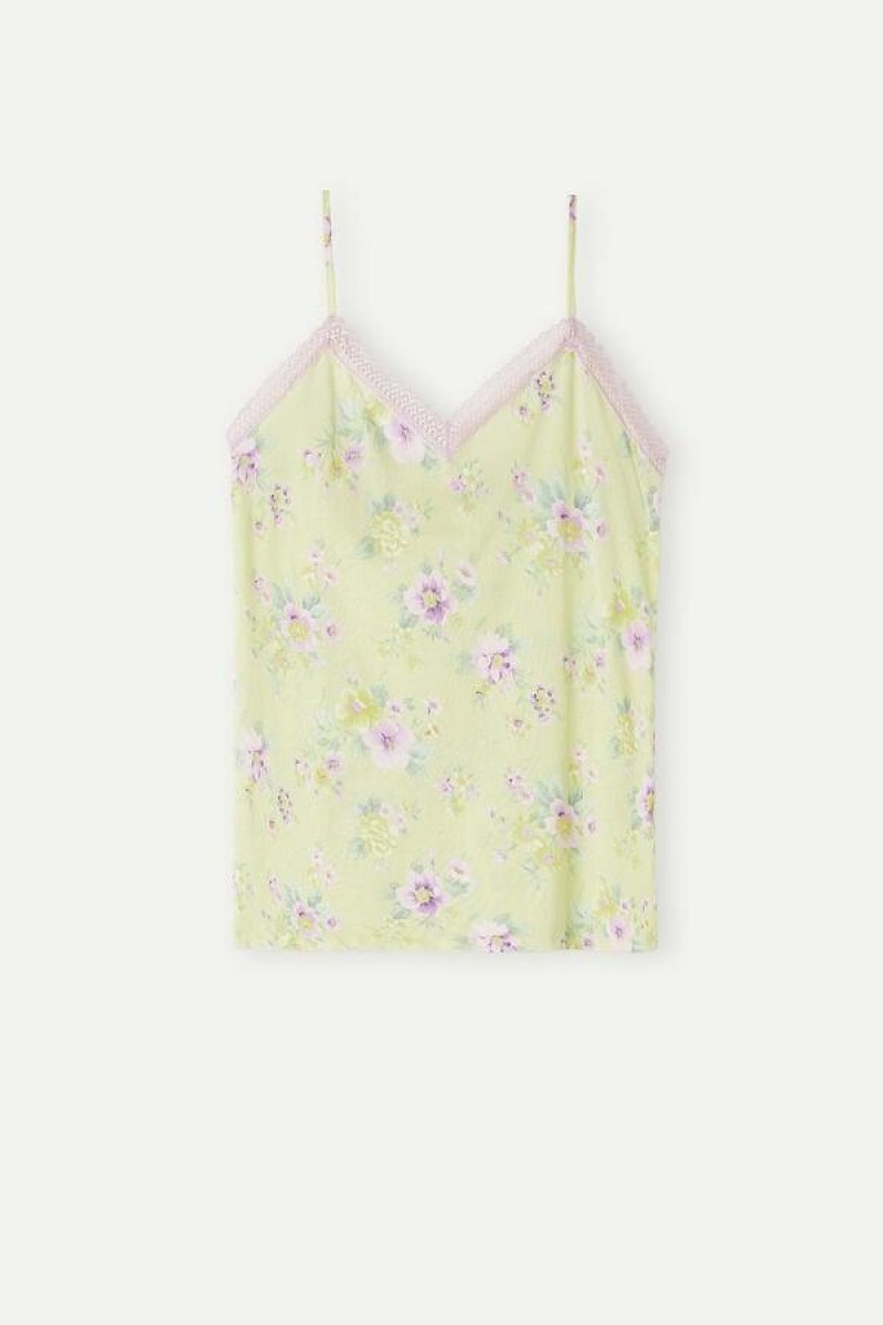 Pijama Dama Intimissimi Flower Power Top in Supima® Ultrafresh Bumbac Galbeni | RO KI2121