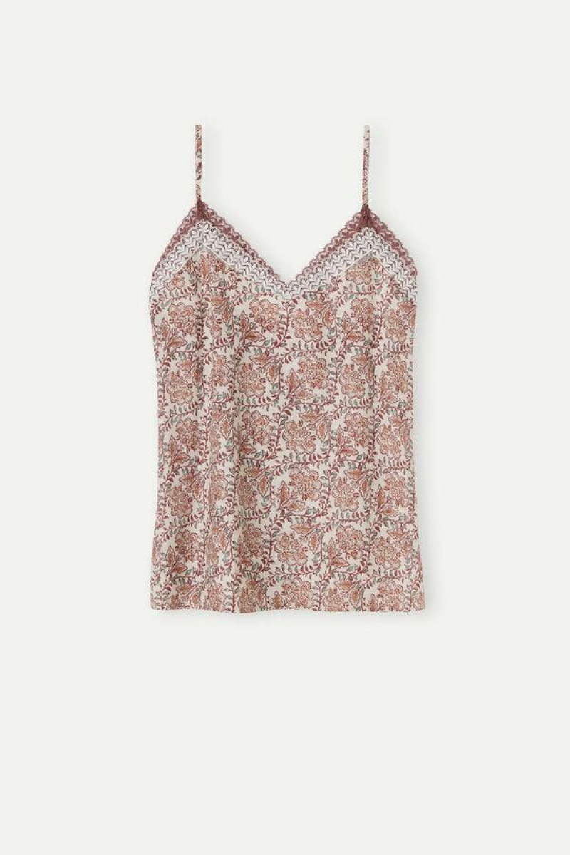 Pijama Dama Intimissimi Garden Spices Bumbac Top Rosii | RO RW2107