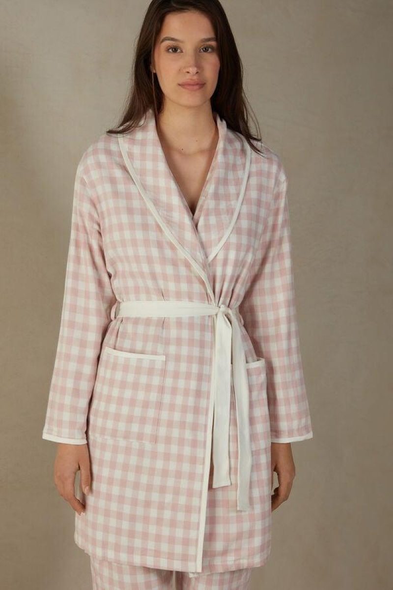 Pijama Dama Intimissimi Gingham Lover Cloth Robe Roz | RO MA2207