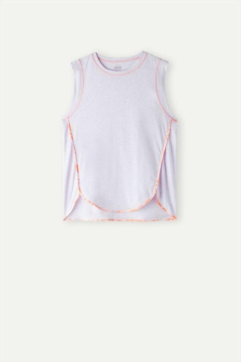 Pijama Dama Intimissimi Iris and Apricot Ultrafresh Supima® Bumbac Tank Top Violet | RO TV2082