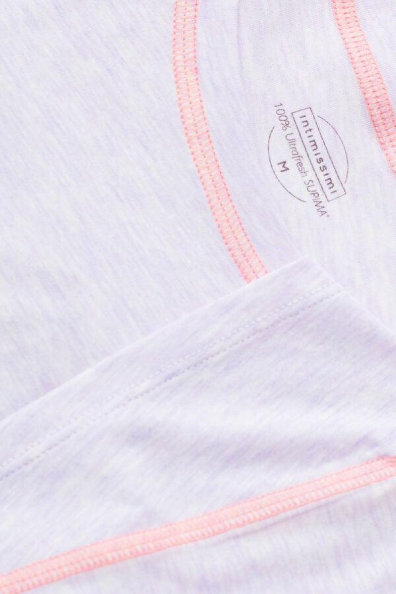 Pijama Dama Intimissimi Iris and Apricot Scurte Sleeve Supima® Ultrafresh Bumbac Top Violet | RO YU2083