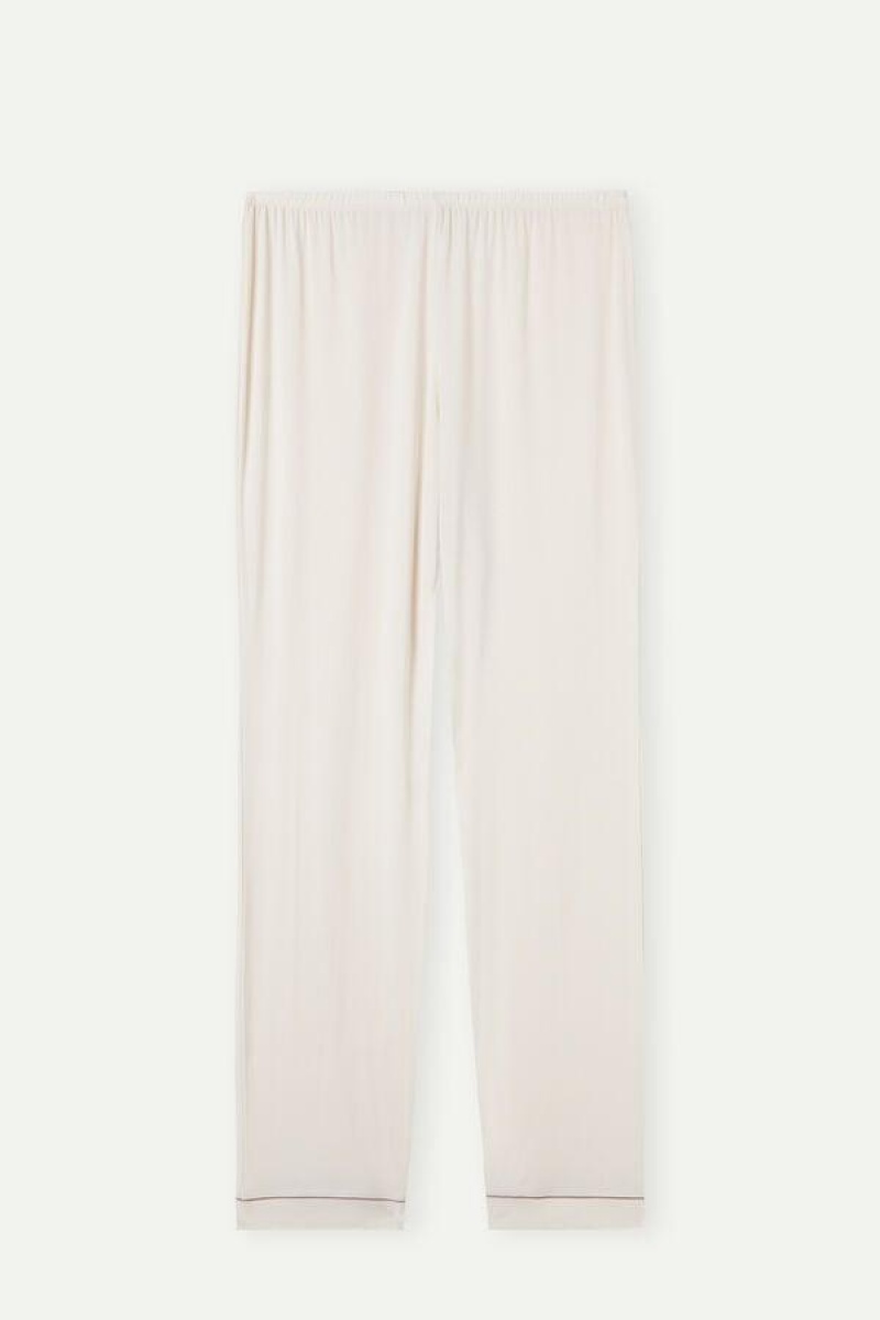 Pijama Dama Intimissimi Long Micromodal Trousers Galbeni Deschis Albi | RO IS2007