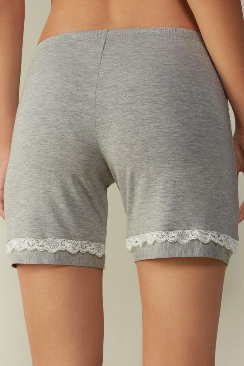 Pijama Dama Intimissimi Modal Shorts with Dantela Details Gri Deschis | RO MA1999