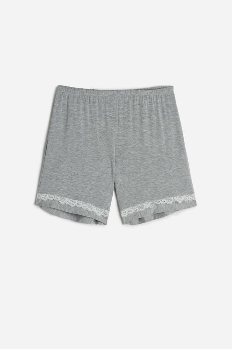 Pijama Dama Intimissimi Modal Shorts with Dantela Details Gri Deschis | RO MA1999