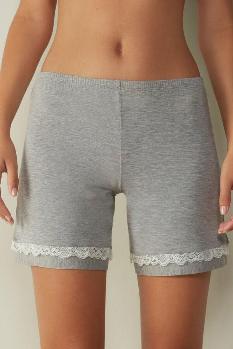 Pijama Dama Intimissimi Modal Shorts with Dantela Details Gri Deschis | RO MA1999