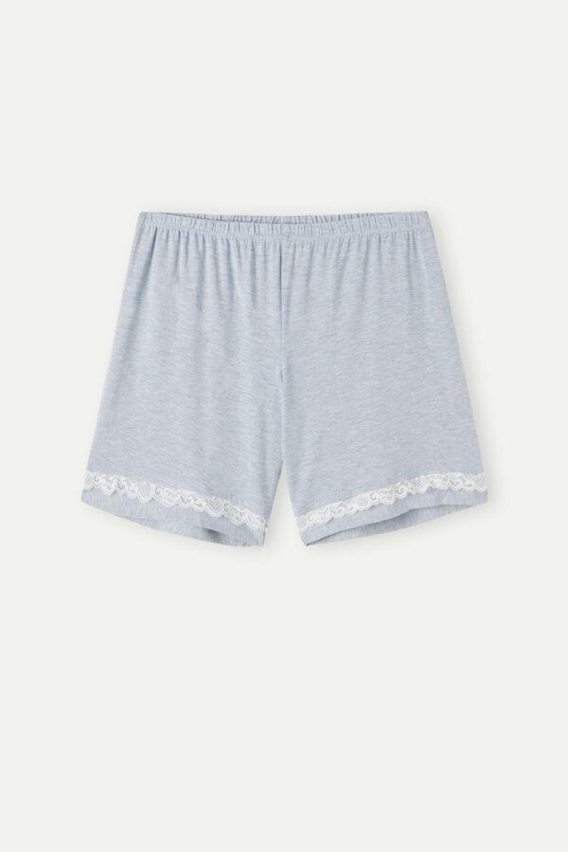 Pijama Dama Intimissimi Modal Shorts with Dantela Details Albastri Deschis | RO GL1988