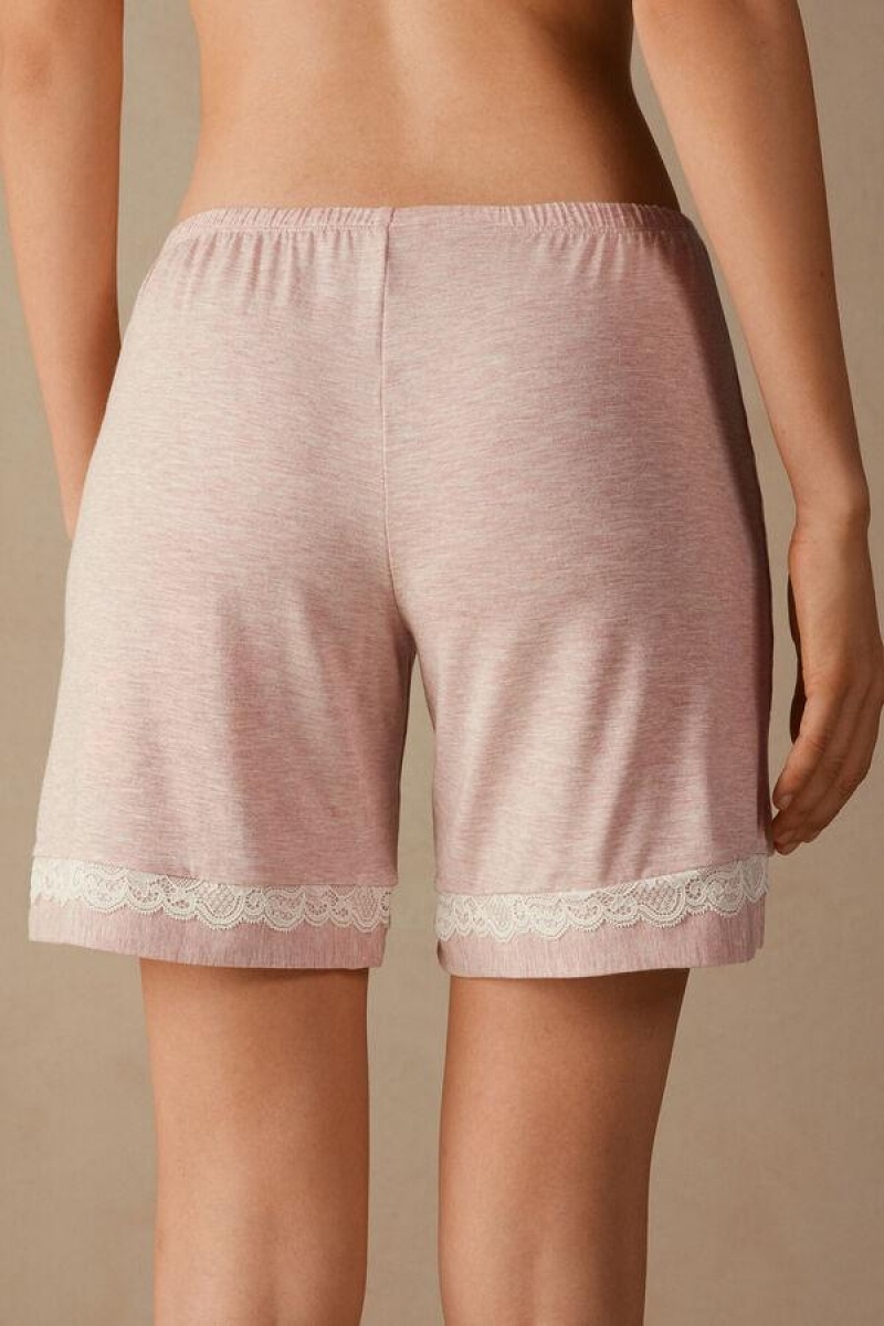 Pijama Dama Intimissimi Modal Shorts with Dantela Details Roz Deschis | RO HK1989