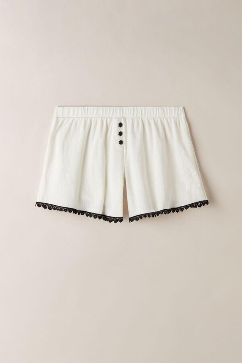 Pijama Dama Intimissimi Pure Joy Bumbac Shorts Albi | RO NB1972