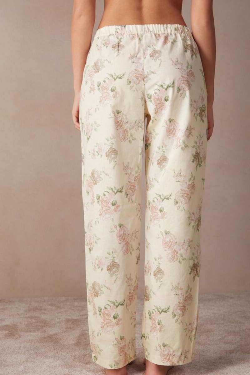 Pijama Dama Intimissimi Scent of Roses Full Length Bumbac Cloth Pants Colorati Albi | RO TV2030