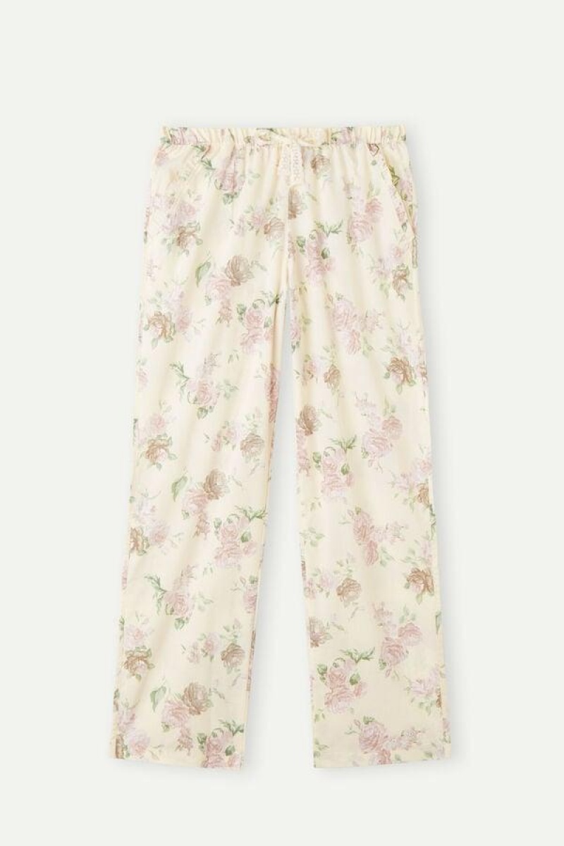 Pijama Dama Intimissimi Scent of Roses Full Length Bumbac Cloth Pants Colorati Albi | RO TV2030