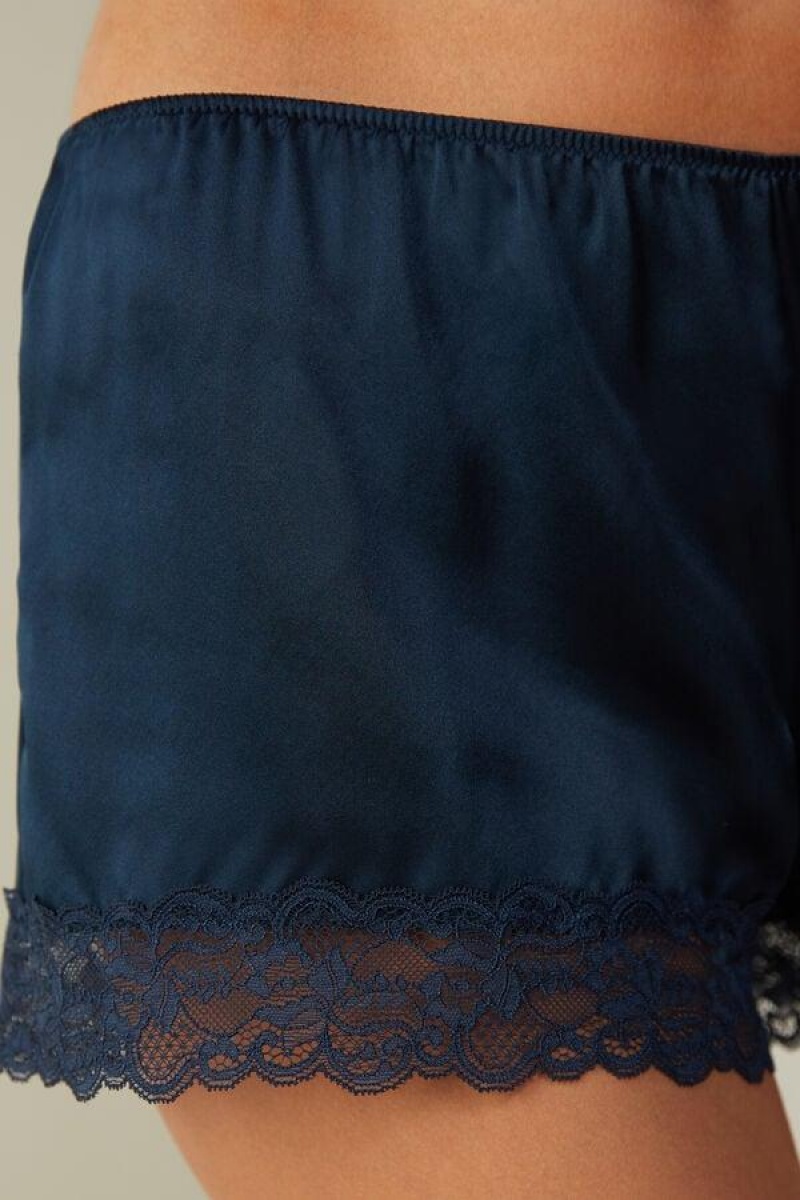 Pijama Dama Intimissimi Silk Shorts Albastri | RO NB1998