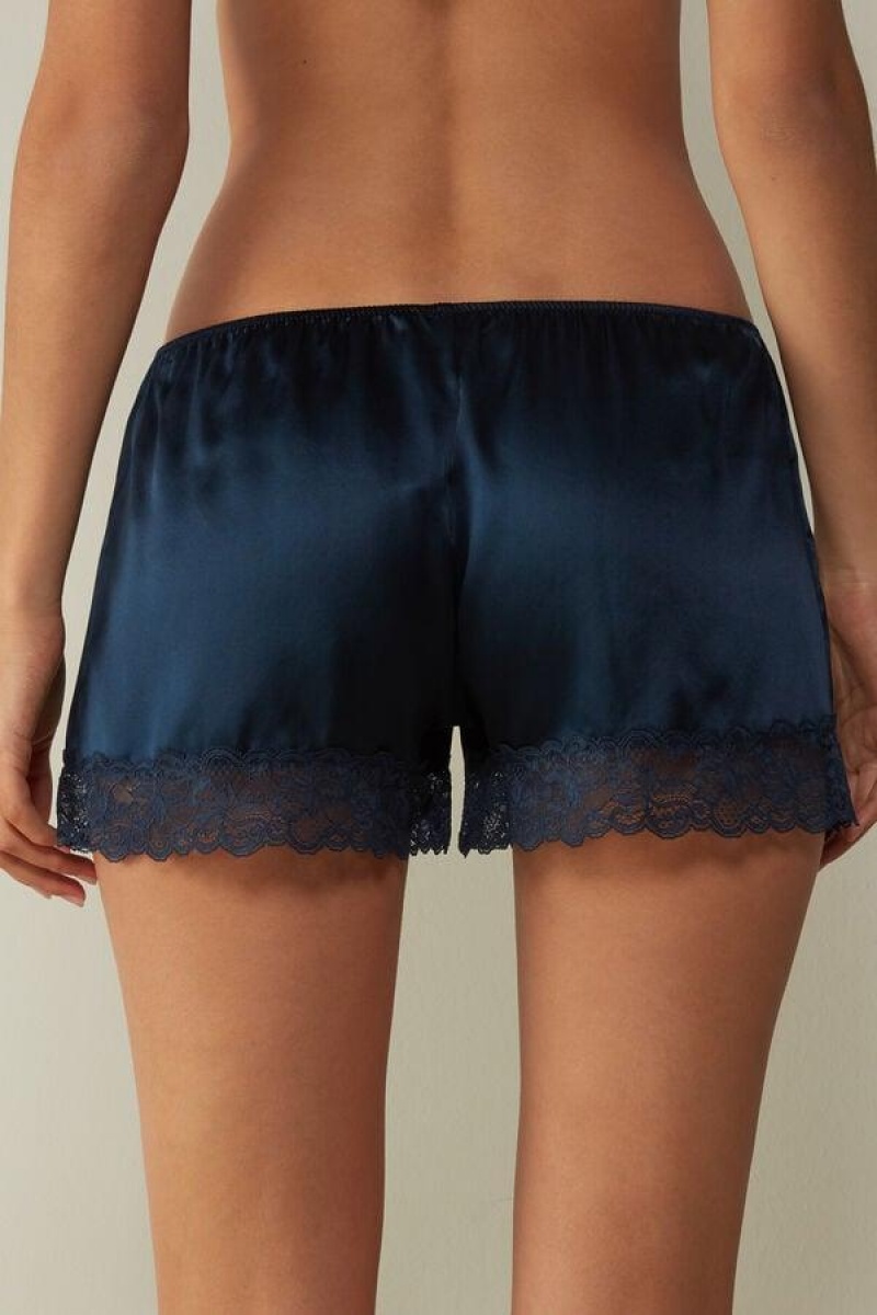 Pijama Dama Intimissimi Silk Shorts Albastri | RO NB1998