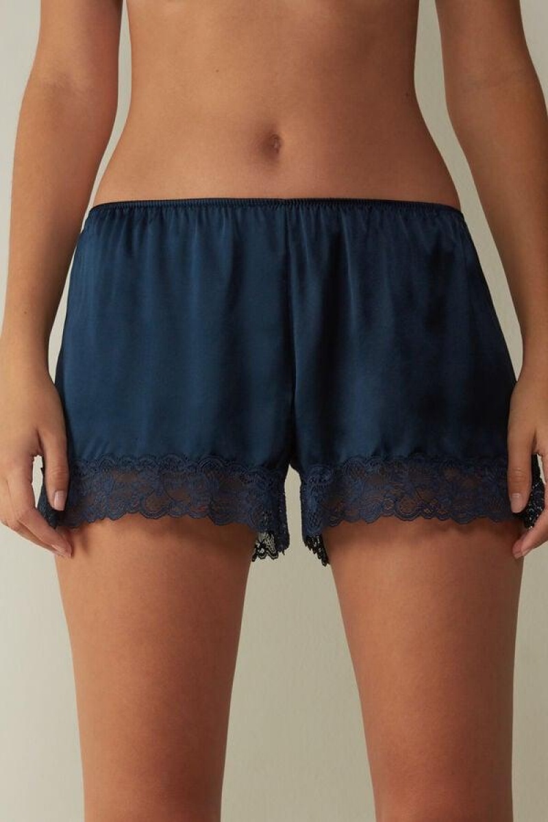 Pijama Dama Intimissimi Silk Shorts Albastri | RO NB1998