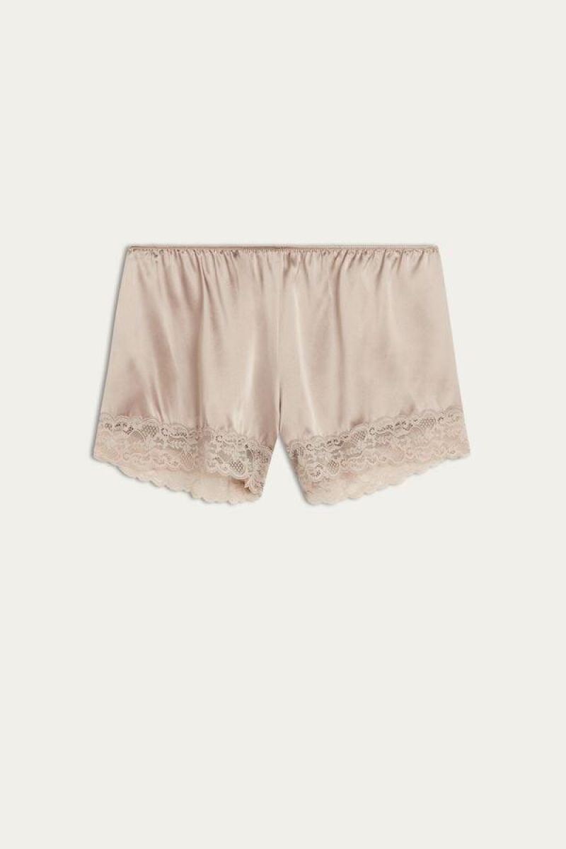 Pijama Dama Intimissimi Silk Shorts Bej | RO CE1995